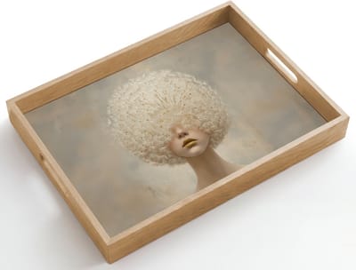 Dienblad hout 50x35 cm - Schootdienblad - Dromerig - Beige - Paardenbloemzaadjes - Borrelplank rechthoek - Plateau dienbladen