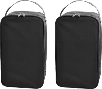 Schoenentas / reis opbergtas - 2x stuks - 12 liter - 38 x 21 x 15 cm - zwart - sportschoenen - golfschoenen opbergen - ritssluiting