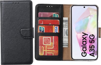 Hoesje geschikt voor Samsung Galaxy A35 5G hoesje - Arara bookcase- Zwart