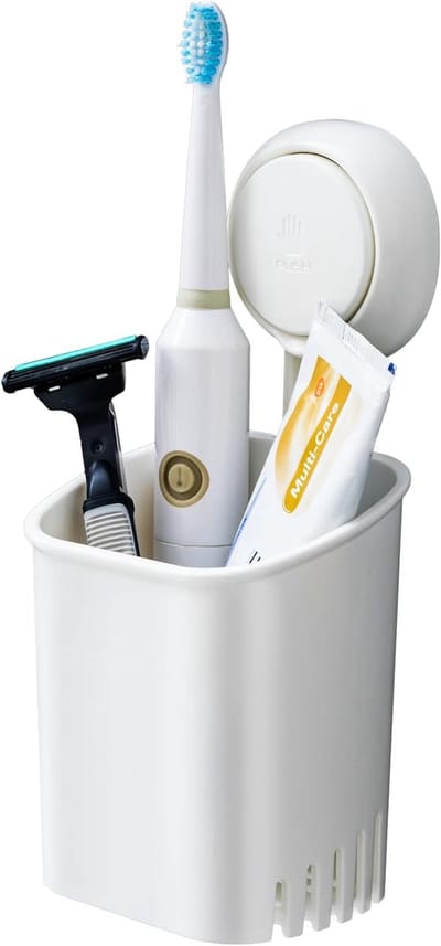 SnelShoppen - Tandenborstelhouder met Zuignap - Waterdichte Wandgemonteerde Organizer voor Elektrische Tandenborstel, Tandpasta, Scheermes en Make-upb