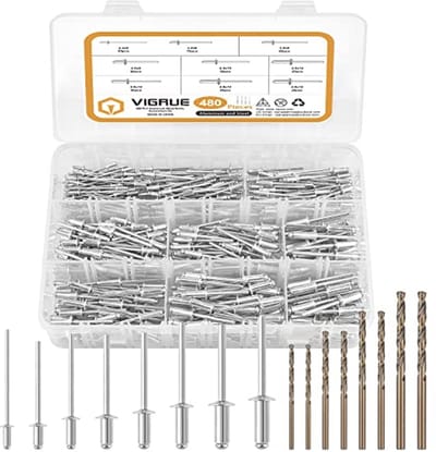 480-delige set blindklinknagels en HSS boren - assortiment voor dunne materialen