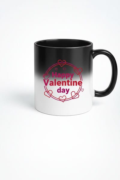 Magische Mok 'Happy Valentine Day' met Harten - Warmtegevoelige Mok als Valentijn Cadeau