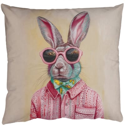 Sierkussens - Kussentjes Woonkamer - 50x50 cm - Grijs - Konijn - Blouse - Strik