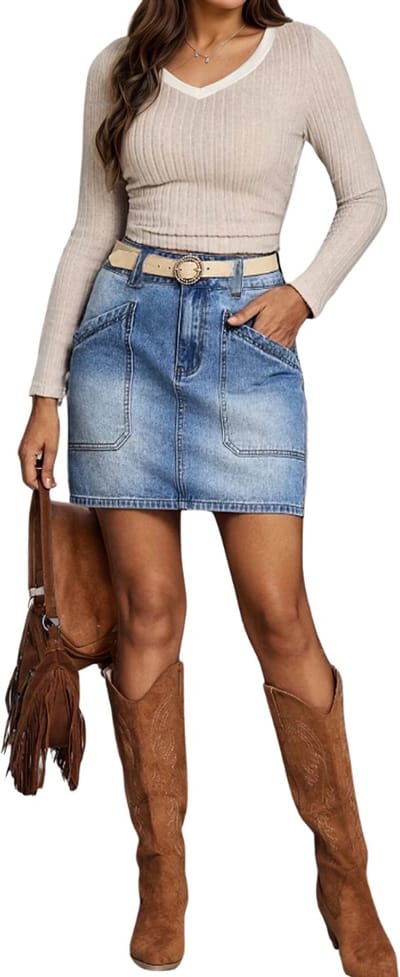 Livano Spijkerrok - Rok - Jeansrok Dames - Denim - Spijkerjurk - S