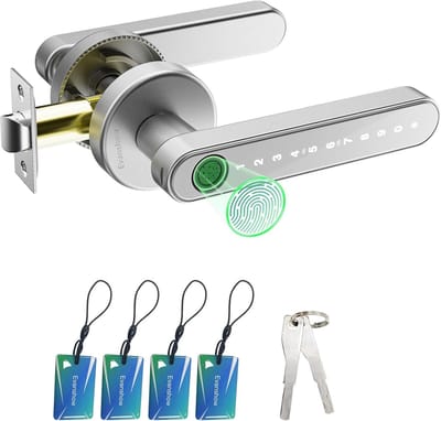 Biometrisch Deurslot - Sleutelloze Deurknop - Veilige Toegang - Automatische Vergrendeling - 544 gram - Zilver
