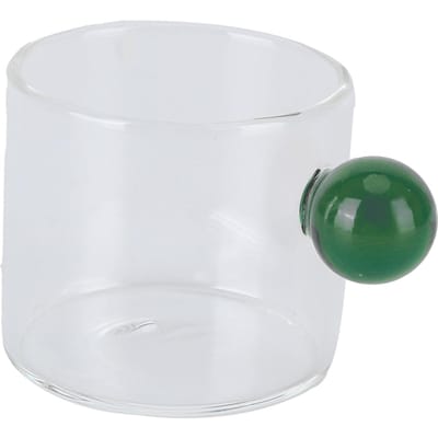 Theekop Glazen Mok Transparant Hittebestendig Glas Koffiekop met Bolhandvat 120ml Groen Handvat