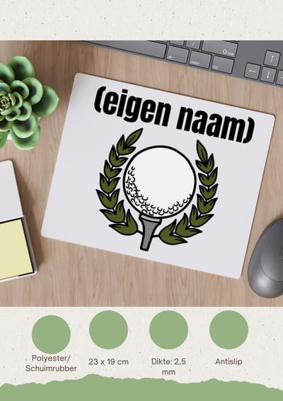 Akyol - golfbal met eigen naam Muismat - Golf - golfers - leuk cadeau voor iemand die houdt van golfen - cadeau - kado - 23 bij 19 cm