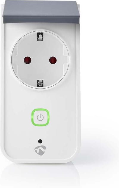 Nedis SmartLife Slimme Stekker - Wi-Fi - IP44 - Energiemeter - 3680 W - Randaarde stekker / Type F (CEE 7/7) - -30 - 40 °C - Android / IOS - Grijs / Wit - 1 Stuks