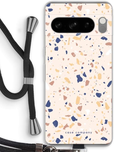 Case Company® - Hoesje met koord geschikt voor Google Pixel 8 Pro hoesje met Koord - Terrazzo N°23 - Telefoonhoesje met Zwart Koord - Bescherming aan alle Kanten en Over de Schermrand