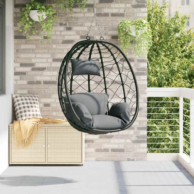 vidaXL - Hangende - ei-stoel - poly - rattan - 91 - x - 54,5 - x - 107 - cm - Antraciet