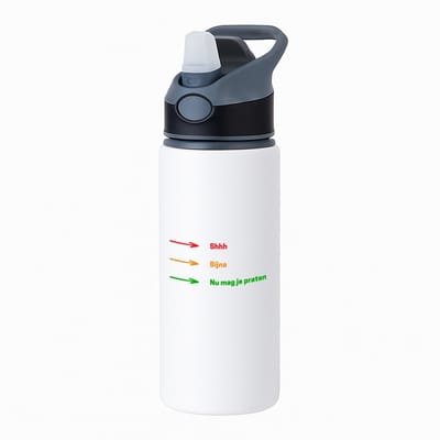 Hacebo® - shhh, bijna, nu mag je praten waterfles met rietje zwart - Quotes - mensen die houden van quotes - grappige tekst - quotes - verjaardag - cadeau - kado - geschenk - water fles - 650ML