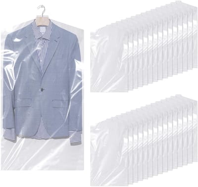 EXCITAT 30-pack - Transparant - Kunststof - Kledinghoezen - 60 x 90 cm - Wasbaar - Beschermt tegen stof en vuil - Geschikt voor pakken - Hangende kledinghoezen