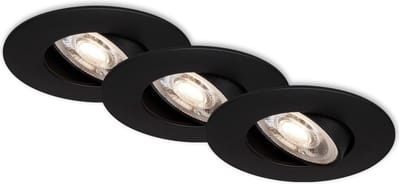 BRILONER KULANA - inbouwspots set van 3 - dimbaar - draaibare inbouwarmaturen - 3 x LED / 5W 460lm - lichtkleur: warm wit - inbouwdiepte: 30mm - inbouwmaat: 68mm - product: Ø90mm - zwart