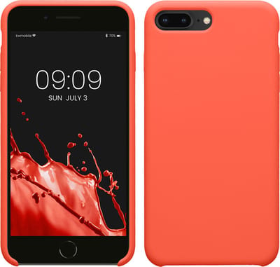 kwmobile telefoonhoesje geschikt voor Apple iPhone 7 Plus / iPhone 8 Plus - Hoesje met siliconen coating - Smartphone case in levendig koraal