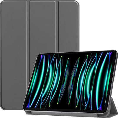 Hoesje Geschikt voor Apple iPad Pro (2022) - 11 inch - 4e generatie - Dun & Stevig - Trifold Bookcase - Hard Cover - Hardcover Book Case - Tablet Hoes - Grijs
