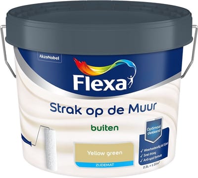 Flexa - Strak Op De Muur Buiten Zijdemat - Yellow Green - Mengverf - 2,5 L