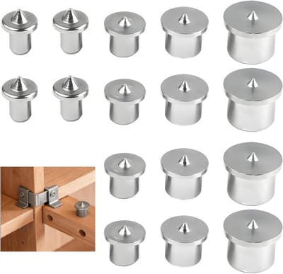 Pluggen Centreerpunten Set - Houten Deuvels Hulp - Nauwkeurig Hout Verbindingen - Roestvrij Staal Constructie - 6-12 mm - Zilver