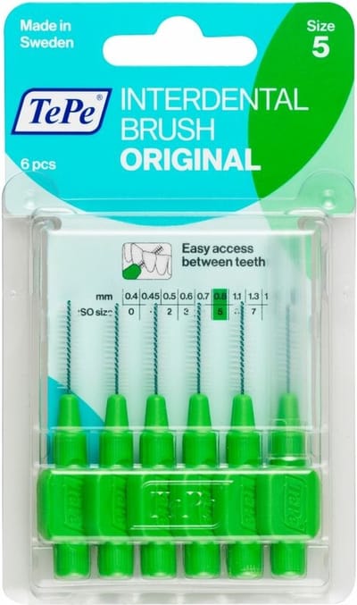 6x TePe Ragers 0,8 mm Groen blister à 6 stuks