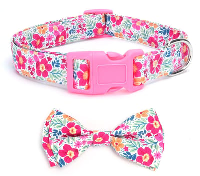 Store_7 - Zachte vlinderdas halsband - Afneembare en verstelbare kraag - Roze - Comfortabel voor honden - Geschikt voor kleine en middelgrote honden