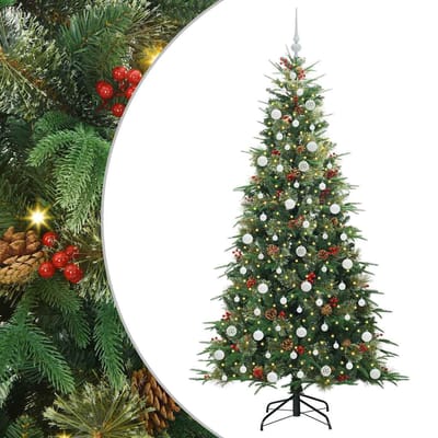 vidaXL - Kunstmatige - Hinged - Kerstboom - met - 300 - LED - Groen - 210 - cm - PE - en - PVC