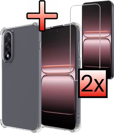Hoesje - Met Screenprotector - 2 Stuks - Geschikt voor OnePlus Nord 5 - Sterk & Shockproof - Siliconen Case - Back Cover - Telefoon Hoes - Shock Proof - Transparant