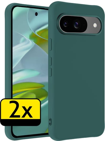 Hoesje - 2 Stuks - Geschikt voor Google Pixel 10 - Sterk & Shockproof - Case Siliconen - Back Cover - Telefoon Hoes - Telefoonhoesjes - Donkergroen