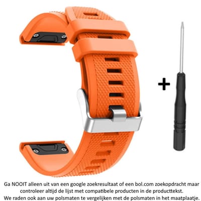 Oranje Siliconen horlogebandje geschikt voor Garmin Fenix 5 (& 5 Plus & Sapphire) / Forerunner 935/945 / Quatix 5 &5 Sapphire / Fenix 6 &6 Plus / Approach S60 & S62 / MARQ devices / D2 Delta – Quickfit Compatibel – 22 mm orange smartwatch band