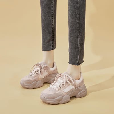 Echt Leer Voeten Zichtbaar Kleine Papa Schoenen Dames Nieuw Herfst Mode Dikke Zool Casual Veelzijdige Sneakers 40