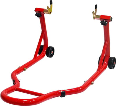 OKWISH Motorstandaard – Voor En Achter Set – Verstelbaar 16,5-35 cm – Staal – Rood – Onderhoud En Stabiele Stalling