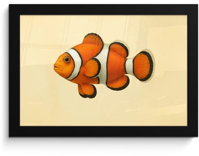 Poster in lijst - Fotolijst 30x20 cm - Posters - Vis - Oranje - Strepen - Posterlijst zwart - Decoratie - Wanddecoratie woonkamer - Muurdecoratie slaapkamer