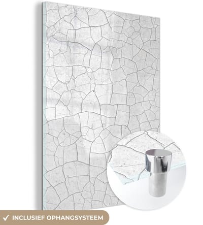 Glasschilderij - Wit - Steen - Gesteente - Natuursteen - 120x160 cm - Wanddecoratie - Kamerdecoratie