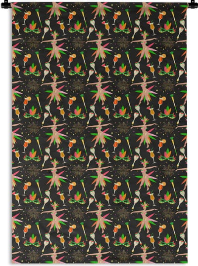 Wandkleed - Wanddoek - Brazilië - Carnaval - Patroon - 120x180 cm - Wandtapijt