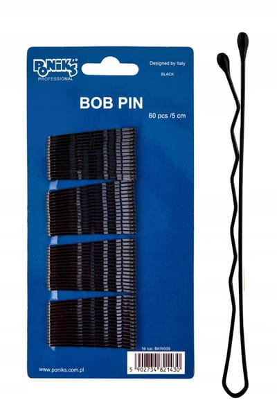 Ponik's Haarspelden - Zwarte Geribbelde Met Bal - 60 stuks, 5 cm