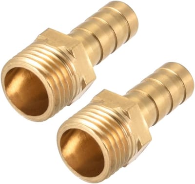 2 Stuks Messing Barbed Hose Fitting Connector Adapter voor Water en Brandstof, 8mm x G1/4 Mannelijk, Ideaal voor Tuin en Auto Gebruik