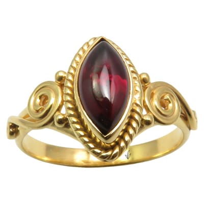 Natuursieraad -  925 sterling zilver goud verguld granaat ring maat 17.25 mm- boho edelsteen sieraad - handgemaakt