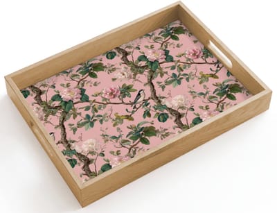 Dienblad hout 40x30 cm - Schootdienblad - Pioenrozen - Botanisch - Vogel - Borrelplank rechthoek - Plateau dienbladen