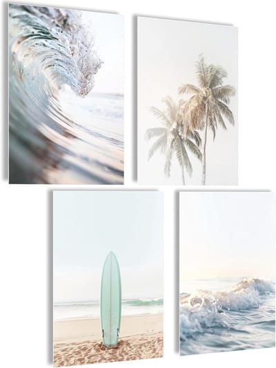 Poster Set - Wanddecoratie - Kamer Aankleden - Premium Mat Papier - 4x A4 - Beige