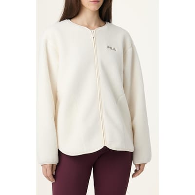 FILA Cassiano Relaxed Teddy Fleece Jacket Egret Size: XS | Light Jackets Outlet | Dames | Wit