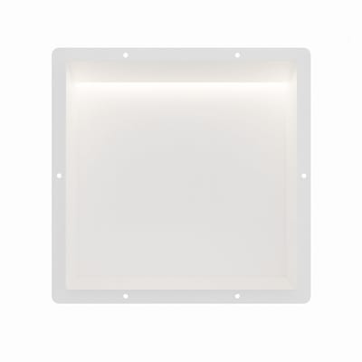 Mat wit RVS Inbouwnis 30x30x7cm met tegelflens en RGB verlichting