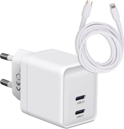 Snellader geschikt voor iPhone 11 12 13 14 Pro Max - Usb C naar Lightning Kabel 1 Meter - Usb C Adapter 35w GaN - Fast Charger - Quick Charge