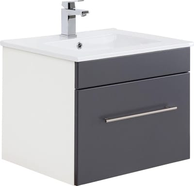 Wastafelkast Ivar Antraciet - Wit - Breedte 61.5 cm - Hoogte 49.7 cm - Diepte 46.5 cm