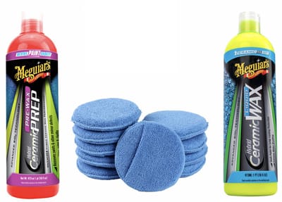 Meguiar's Hybrid Ceramic Liquid Wax - Keramische Wax + 10 microvezel wax pads + Hybrid Ceramic Pre-Wax Prep