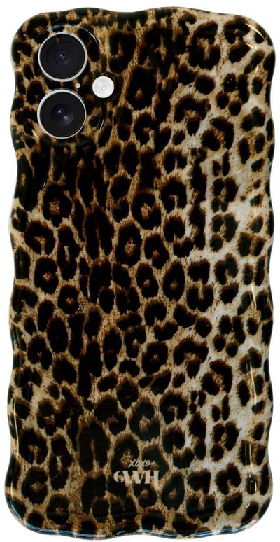 xoxo Wildhearts Glossy Wavy Case Wild Soul telefoonhoesje - Geschikt voor iPhone 17 - Golvend hoesje - Glimmende silicone case met golven - Vlekbestendig - Luipaard / Tijgerprint hoesje