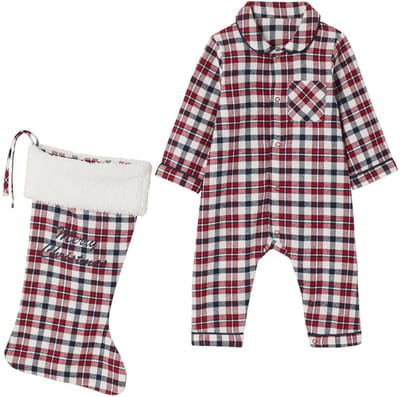 Vertbaudet Geruit babypakje + sokken