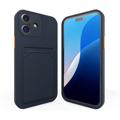 ShieldCase back cover met pasjeshouder geschikt voor de Apple iPhone 16 hoesje - telefoonhoesje met pasjeshouder - ruimte voor 1 pasje - hoogwaardig siliconen materiaal - back cover (donkerblauw)