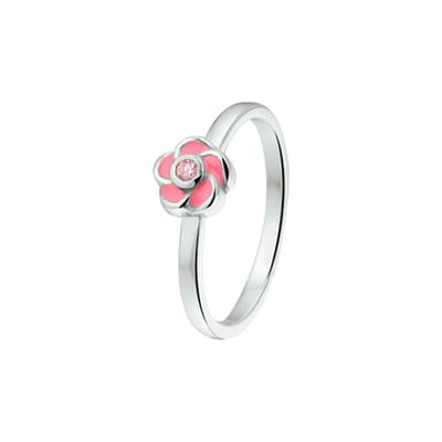 Zilver Gerhodineerde Kinderring bloem zirkonia 1329326 15.00 mm (47)