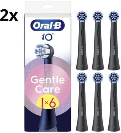 Oral B iO Gentle Care Opzetborstels - Zwart - 2 x 6 stuks