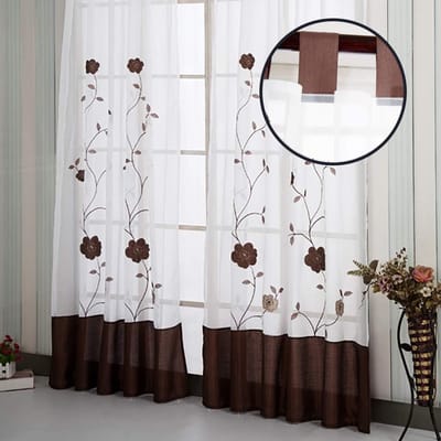 Decoratieve Gordijnen - Bloemen Panelen - Woonkamer Decoratie - Semi-transparant Design - 140x225cm 2 Stuks - Bruin