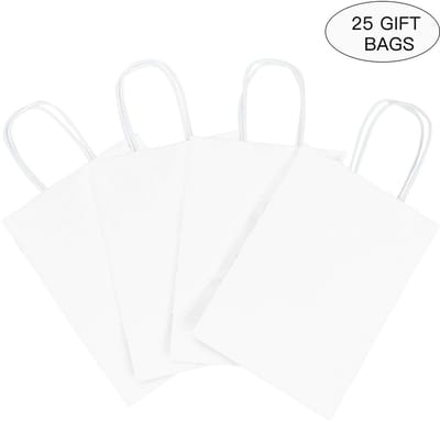 Dailygoods- Geschenkzakjes 25 Stuks - Papieren Zakken 21 x 11 x 27 cm - Krachtpapier - Handgrepen - DIY Cadeauzakjes - Vaste Bodem - Papieren Tassen