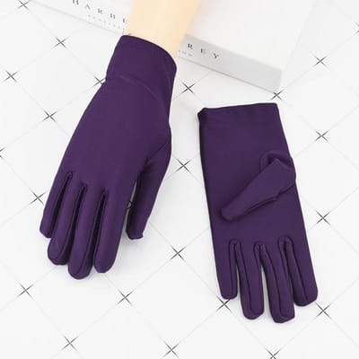 Elastaan handschoenen dunne heren- en dameshandschoenen rijden elastisch zwart en wit etiquette dans optreden elastane industriële handschoen Praktisch gebruik average size donkerpaarse kleur